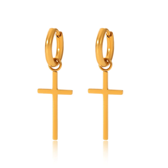 Wholesale Women's Geometric Stainless Steel And Titanium Steel Earrings With Pvd Furnace Vacuum Real Gold Plating