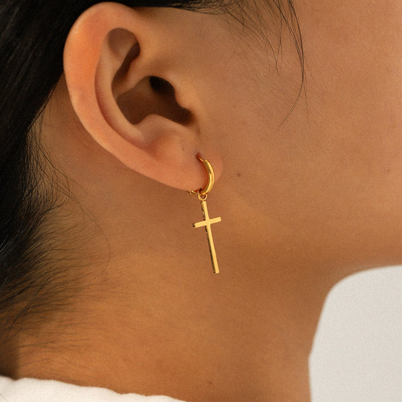 Wholesale Women's Geometric Stainless Steel And Titanium Steel Earrings With Pvd Furnace Vacuum Real Gold Plating