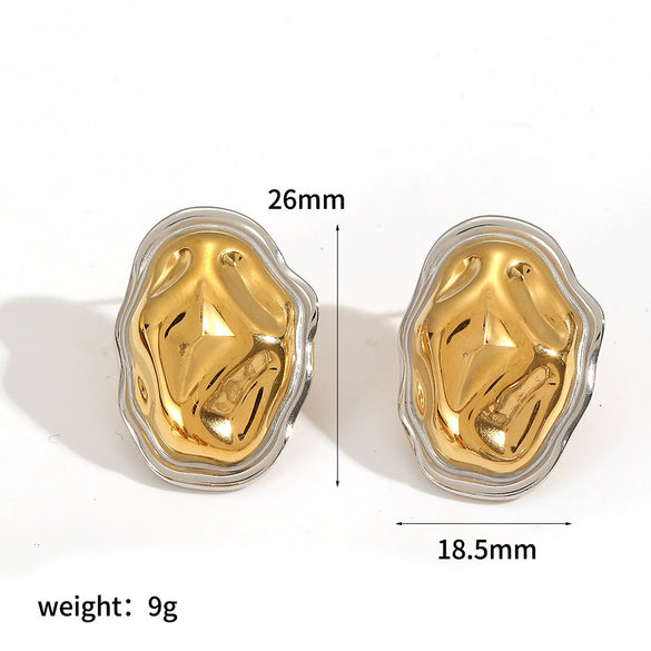 Wholesale Women's Geometric Stainless Steel And Titanium Steel Earrings With Pvd Furnace Vacuum Real Gold Plating