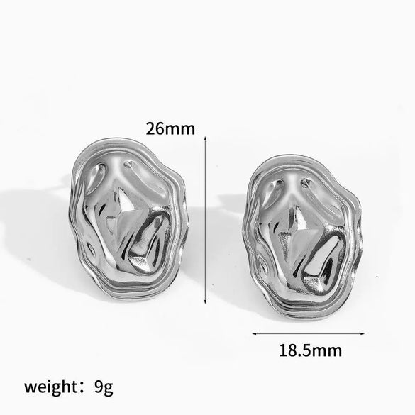 Wholesale Women's Geometric Stainless Steel And Titanium Steel Earrings With Pvd Furnace Vacuum Real Gold Plating