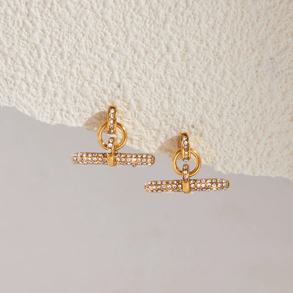 Wholesale Women's Geometric Stainless Steel And Titanium Steel Earrings With Pvd Furnace Vacuum Real Gold Plating