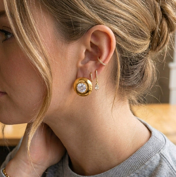 Wholesale Women's Geometric Stainless Steel And Titanium Steel Earrings With Vacuum Real Gold Plating In Pvd Furnace
