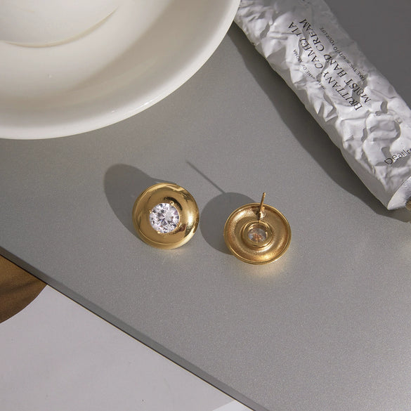 Wholesale Women's Geometric Stainless Steel And Titanium Steel Earrings With Vacuum Real Gold Plating In Pvd Furnace