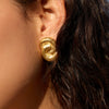 Wholesale Women's Geometric Stainless Steel And Titanium Steel Earrings With Vacuum Real Gold Plating