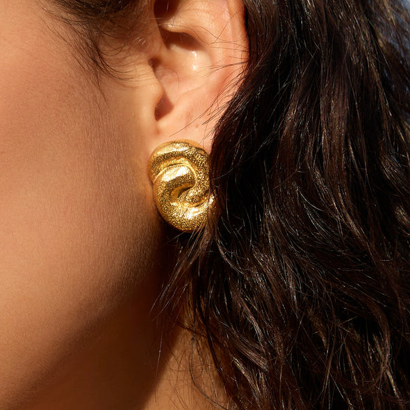 Wholesale Women's Geometric Stainless Steel And Titanium Steel Earrings With Vacuum Real Gold Plating