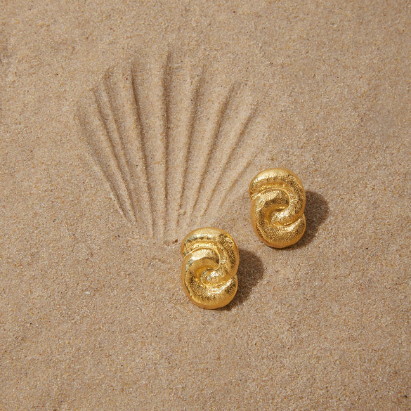 Wholesale Women's Geometric Stainless Steel And Titanium Steel Earrings With Vacuum Real Gold Plating