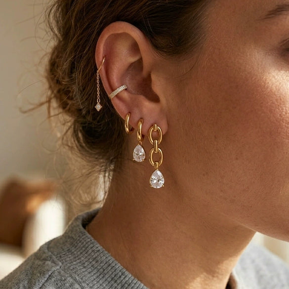 Wholesale Women's Geometric Stainless Steel And Titanium Steel Earrings With Vacuum Real Gold Plating