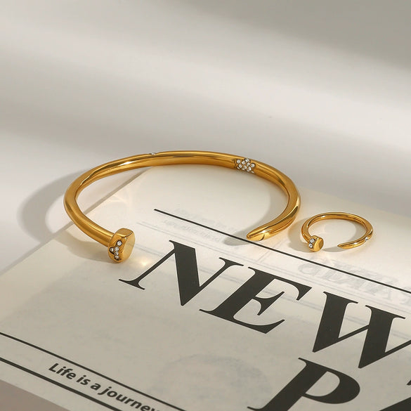 Wholesale Women's Geometric Stainless Steel And Titanium Steel Electroplated Jewelry Necklace Bracelet Ring