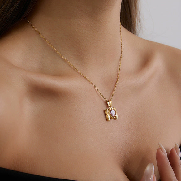 Wholesale Women's Geometric Stainless Steel And Titanium Steel Electroplated Love Cross Pendant Necklace