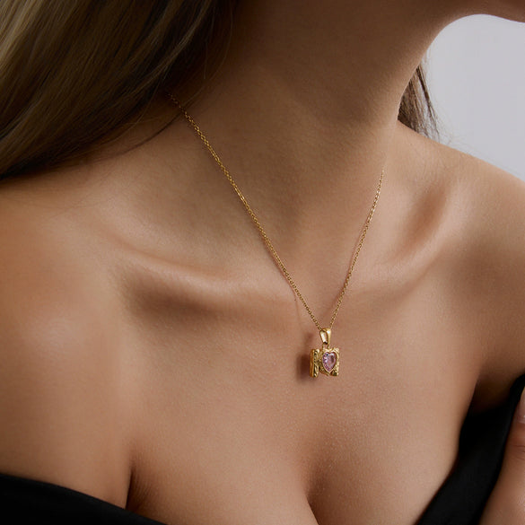 Wholesale Women's Geometric Stainless Steel And Titanium Steel Electroplated Love Cross Pendant Necklace