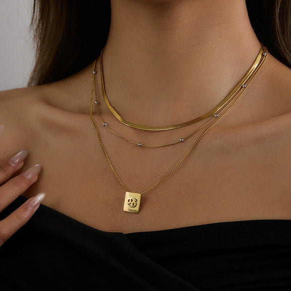 Wholesale Women's Geometric Stainless Steel And Titanium Steel Electroplated Necklace Jewelry