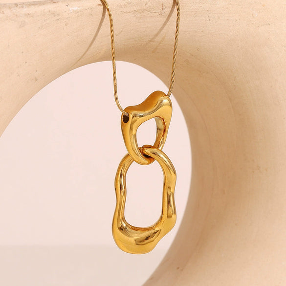 Wholesale Women's Geometric Stainless Steel And Titanium Steel Electroplated Ring Pendant Necklace