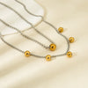 Wholesale Women's Geometric Stainless Steel And Titanium Steel Electroplated Round Bead Pendant Necklace With Ball Chain