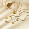 Wholesale Women's Geometric Stainless Steel And Titanium Steel Electroplated Round Bead Pendant Necklace With Ball Chain