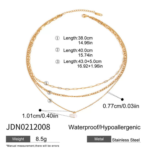 Wholesale Women's Geometric Stainless Steel And Titanium Steel Electroplated Threelayer Stacked Necklace