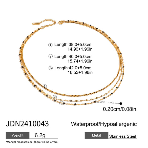 Wholesale Women's Geometric Stainless Steel And Titanium Steel Electroplated Threelayer Stacked Necklace