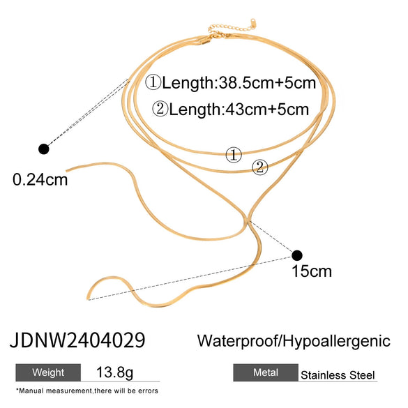 Wholesale Women's Geometric Stainless Steel And Titanium Steel Electroplated Threelayer Stacked Necklace