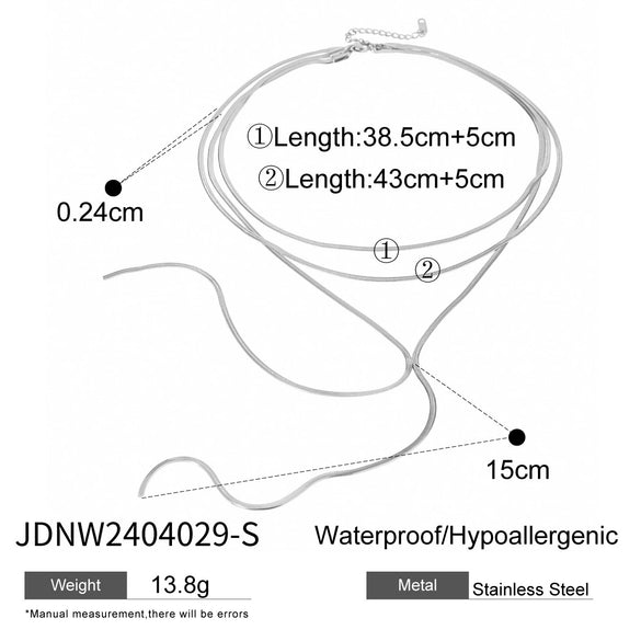 Wholesale Women's Geometric Stainless Steel And Titanium Steel Electroplated Threelayer Stacked Necklace