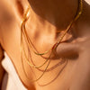 Wholesale Women's Geometric Stainless Steel And Titanium Steel Electroplated Threelayer Stacked Necklace