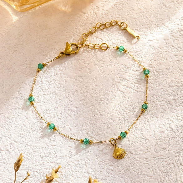 Wholesale Women's Geometric Stainless Steel And Titanium Steel 18K Gold Plated Anklet
