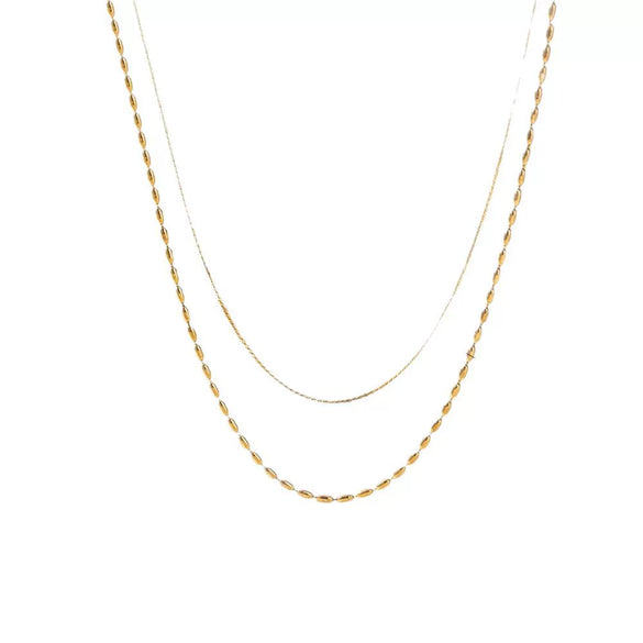 Wholesale Women's Geometric Stainless Steel And Titanium Steel 18K Gold Plated Multilayer Necklace