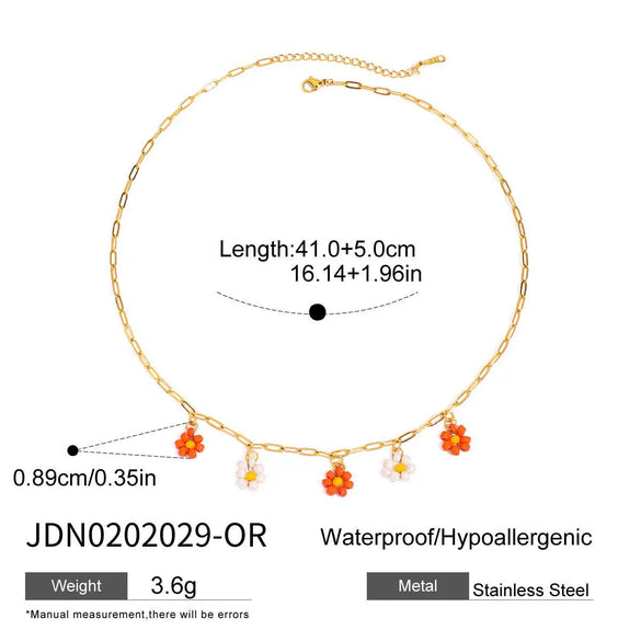 Wholesale Women's Geometric Stainless Steel And Titanium Steel Plants Flowers Pendant Necklace With Electroplating