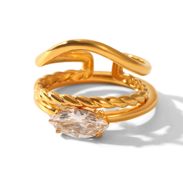 Wholesale Women's Geometric Stainless Steel And Titanium Steel Polished Electroplated Ring Stacking Jewelry