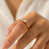 Wholesale Women's Geometric Stainless Steel And Titanium Steel Polished Electroplated Ring Stacking Jewelry