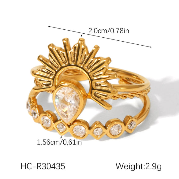 Wholesale Women's Geometric Stainless Steel And Titanium Steel Polished Electroplated Ring Stacking Jewelry
