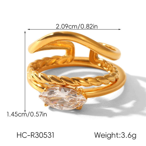 Wholesale Women's Geometric Stainless Steel And Titanium Steel Polished Electroplated Ring Stacking Jewelry