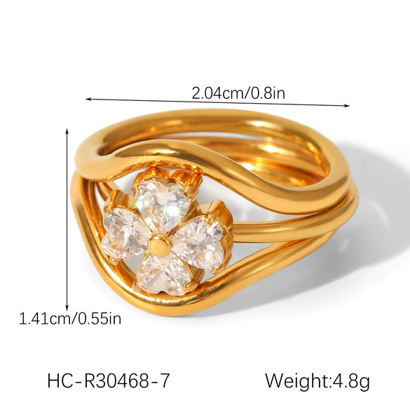Wholesale Women's Geometric Stainless Steel And Titanium Steel Polished Electroplated Ring Stacking Jewelry