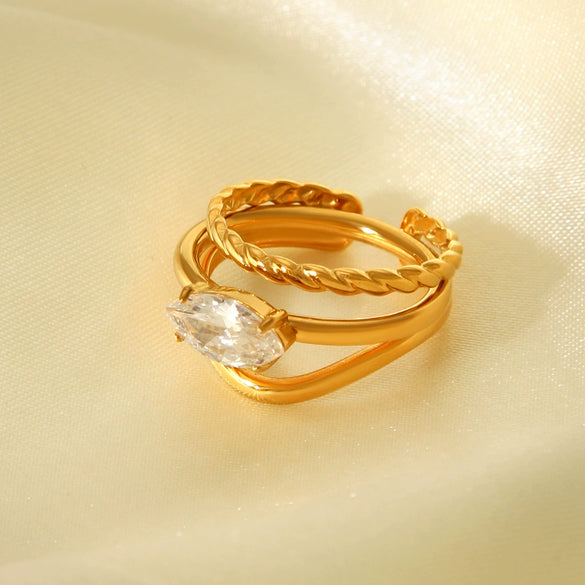 Wholesale Women's Geometric Stainless Steel And Titanium Steel Polished Electroplated Ring Stacking Jewelry