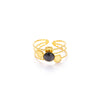Wholesale Women's Geometric Stainless Steel And Titanium Steel Ring Inlaid With Natural Stone And Electroplated