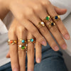 Wholesale Women's Geometric Stainless Steel And Titanium Steel Ring Inlaid With Natural Stone And Electroplated
