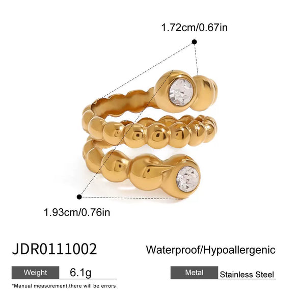 Wholesale Women's Geometric Stainless Steel And Titanium Steel Ring With Vacuum Real Gold Plating