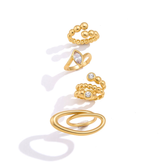 Wholesale Women's Geometric Stainless Steel And Titanium Steel Ring With Vacuum Real Gold Plating