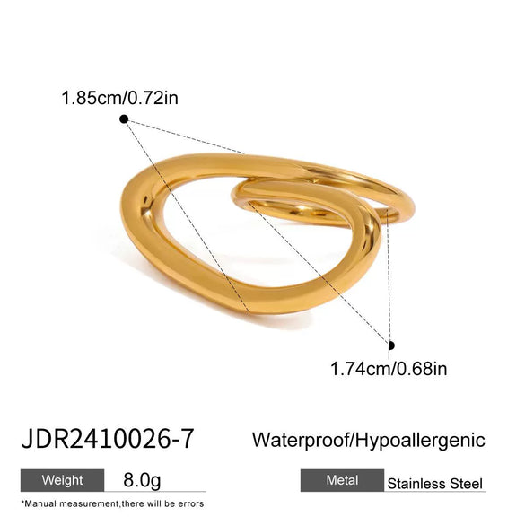 Wholesale Women's Geometric Stainless Steel And Titanium Steel Ring With Vacuum Real Gold Plating