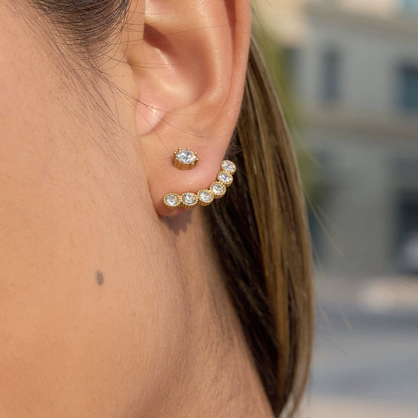 Wholesale Women's Geometric Stainless Steel And Titanium Steel Vacuum Real Gold Plated Stud Earrings