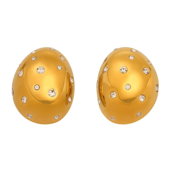 Wholesale Women's Geometric Stainless Steel And Zircon Electroplated Ferris Wheel Oval Diamond Earrings