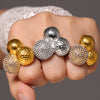 Wholesale Women's Geometric Stainless Steel And Zircon Ring With 18K Gold Plating