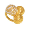 Wholesale Women's Geometric Stainless Steel And Zircon Ring With 18K Gold Plating