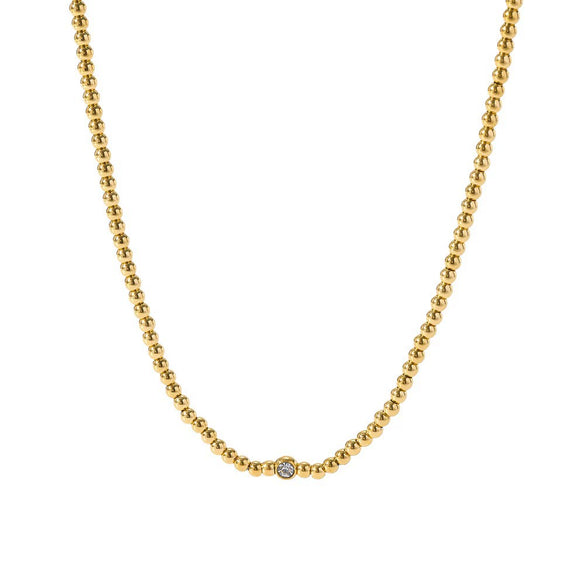 Wholesale Women's Geometric Stainless Steel Ball Chain Necklace With Pvd Furnace Vacuum Real Gold Plating