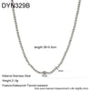 Wholesale Women's Geometric Stainless Steel Ball Chain Necklace With Pvd Furnace Vacuum Real Gold Plating