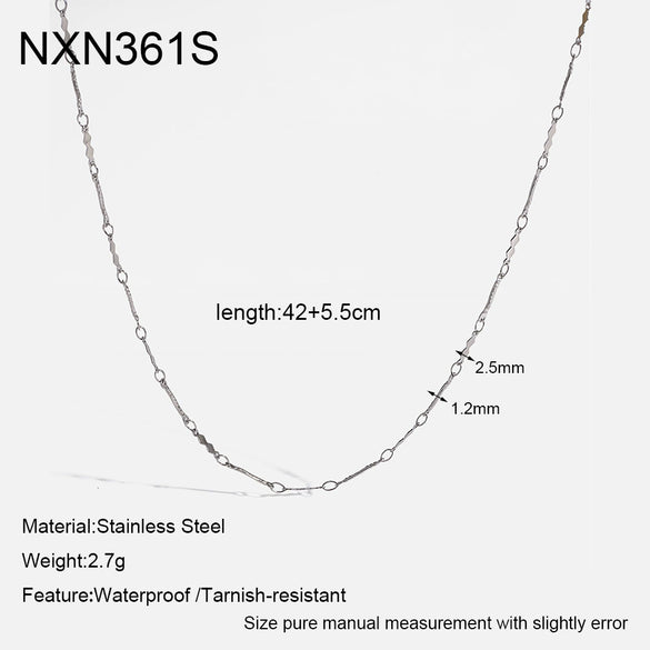 Wholesale Women's Geometric Stainless Steel Bead Chain Necklace With Pvd Furnace Vacuum Real Gold Plating