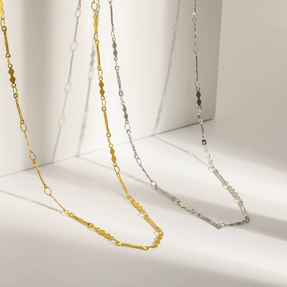 Wholesale Women's Geometric Stainless Steel Bead Chain Necklace With Pvd Furnace Vacuum Real Gold Plating