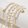 Wholesale Women's Geometric Stainless Steel Beaded Anklet With Freshwater Pearl Electroplated Titanium Steel Bracelet