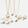 Wholesale Women's Geometric Stainless Steel Bowknot Earrings And Necklaces With Vacuum Real Gold Plating