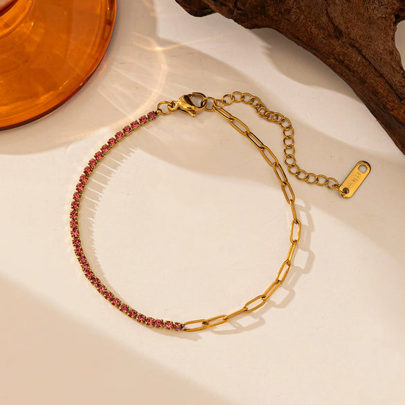 Wholesale Women's Geometric Stainless Steel Bracelet Set With Diamonds