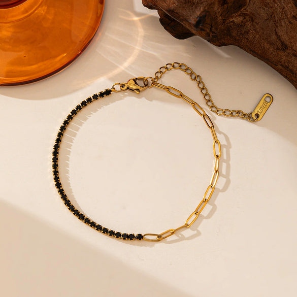 Wholesale Women's Geometric Stainless Steel Bracelet Set With Diamonds