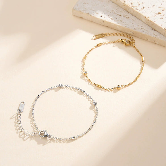 Wholesale Women's Geometric Stainless Steel Bracelet With Vacuum Plating And Original Design